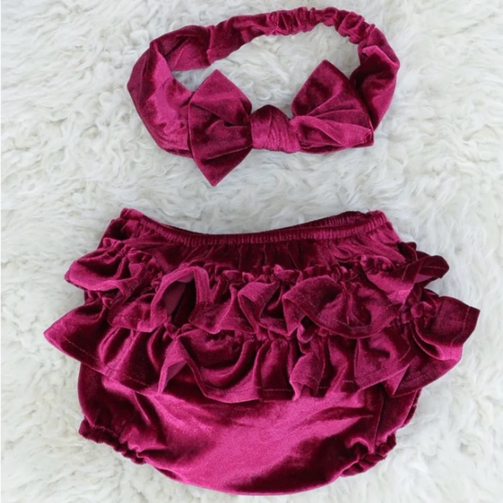 Velvet bloomers and headband set